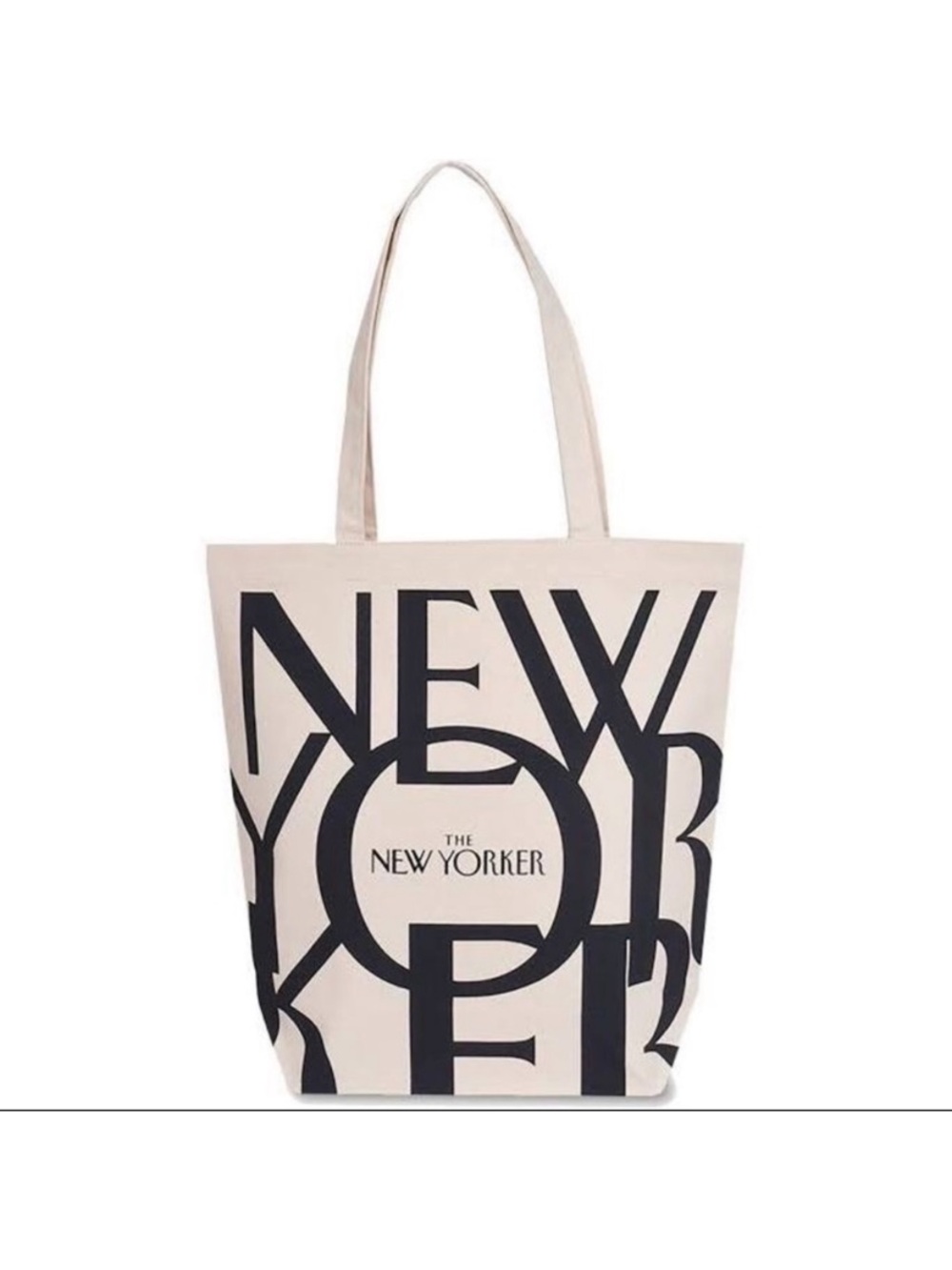 The New Yorker Branded Canvas Tote in Cream and Black